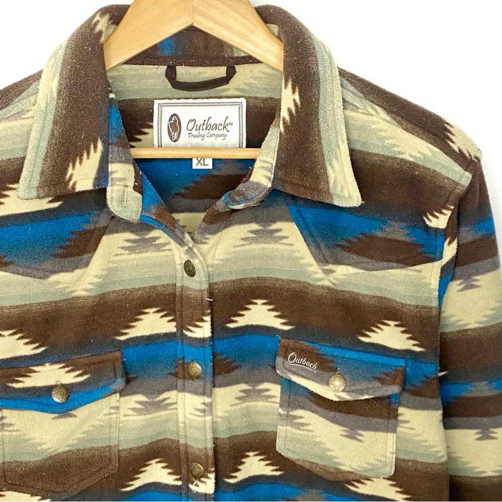 Outback Trading Company Women’s Essence Aztec Fleece Flannel Shirt Jacket XL - Picture 2 of 10